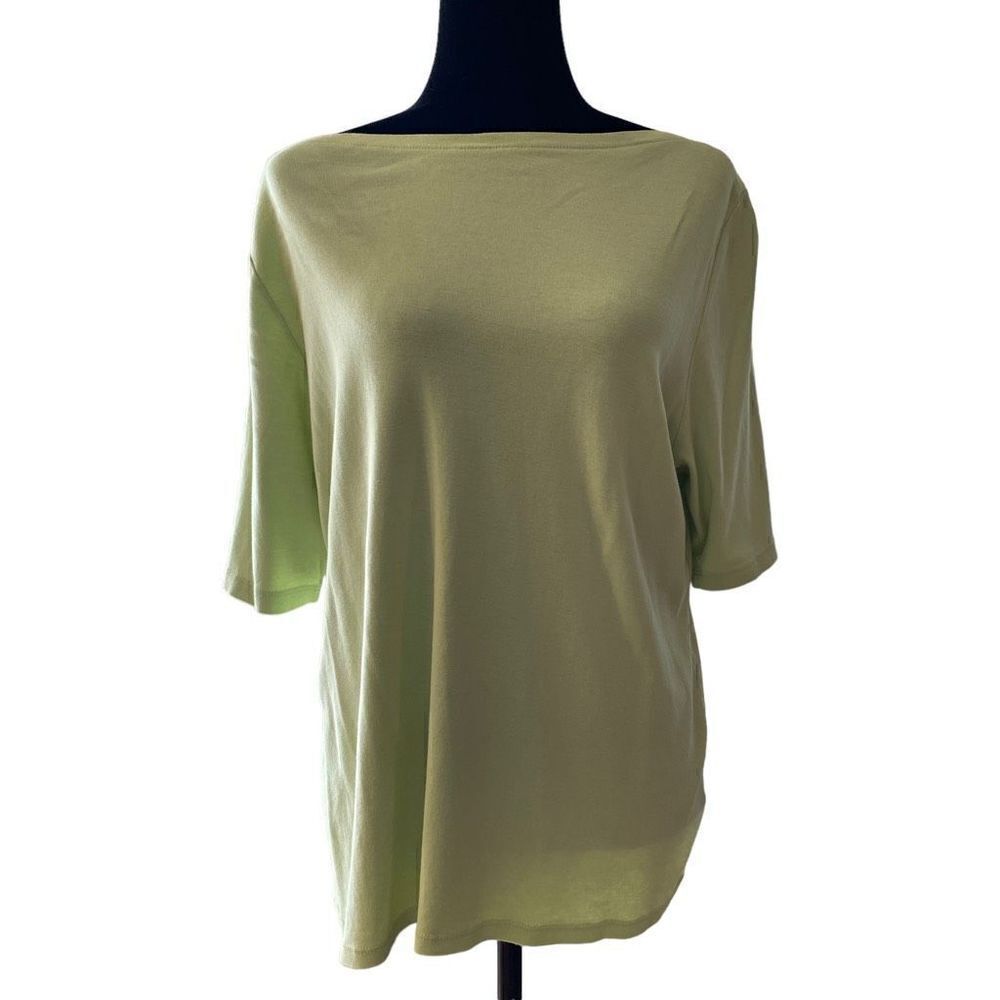 Charter Club Luxury Pima Cotton 1/4 Length Sleeve Lime Green‎ Tee in Size 3X